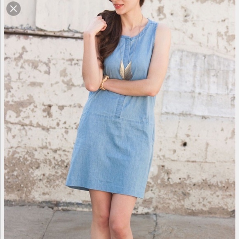 Everlane The Sleeveless Dress Chambray Denim size small